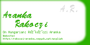 aranka rakoczi business card